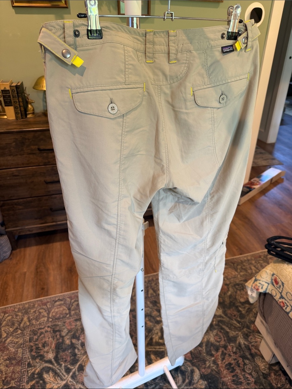 Patagonia Light Khaki Pants with Yellow Stitching - Picture 3 of 4